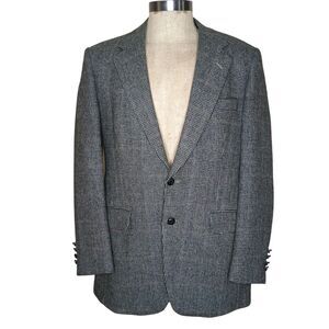 Vintage OAKTON II Sz 42L Tall Gray Plaid Tweed Wool Blazer Sport Coat Jacket